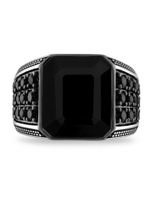 Esquire Men's Sterling Silver & Black Spinel Ring Size 9