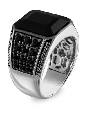 Esquire Men's Sterling Silver & Black Spinel Ring Size 9