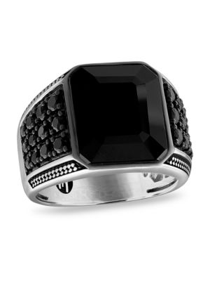 Esquire Men's Sterling Silver & Black Spinel Ring Size 9