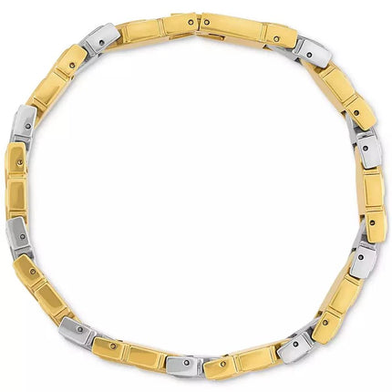 Esquire Men's Jewelry Diamond Chevron Link Bracelet (1/4 ct. t.w.) in Stainless Steel & Gold-Tone Ion-Plate