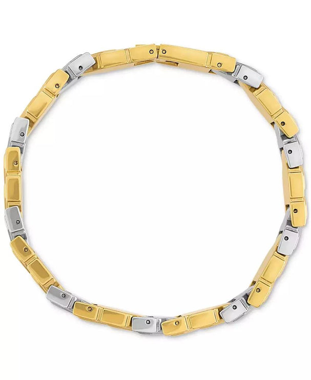 Esquire Men's Jewelry Diamond Chevron Link Bracelet (1/4 ct. t.w.) in Stainless Steel & Gold-Tone Ion-Plate