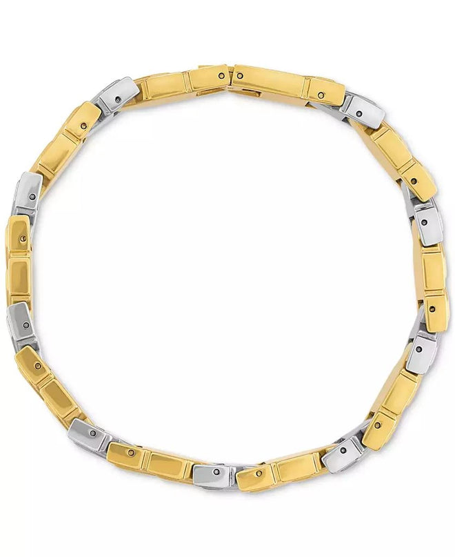 Esquire Men's Jewelry Diamond Chevron Link Bracelet (1/4 ct. t.w.) in Stainless Steel & Gold-Tone Ion-Plate