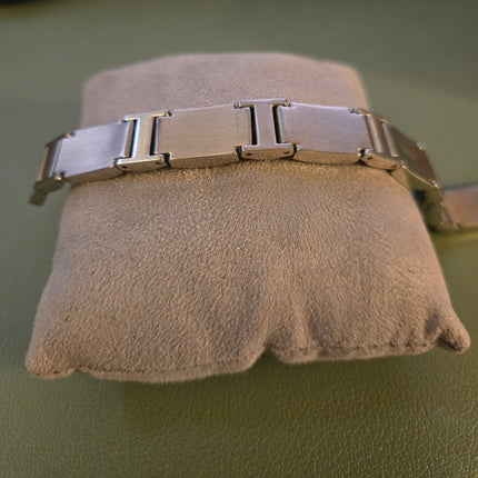 1/2ctw Black Diamond Fine Line Men's Stainless Steel Link Bracelet (Light Use)