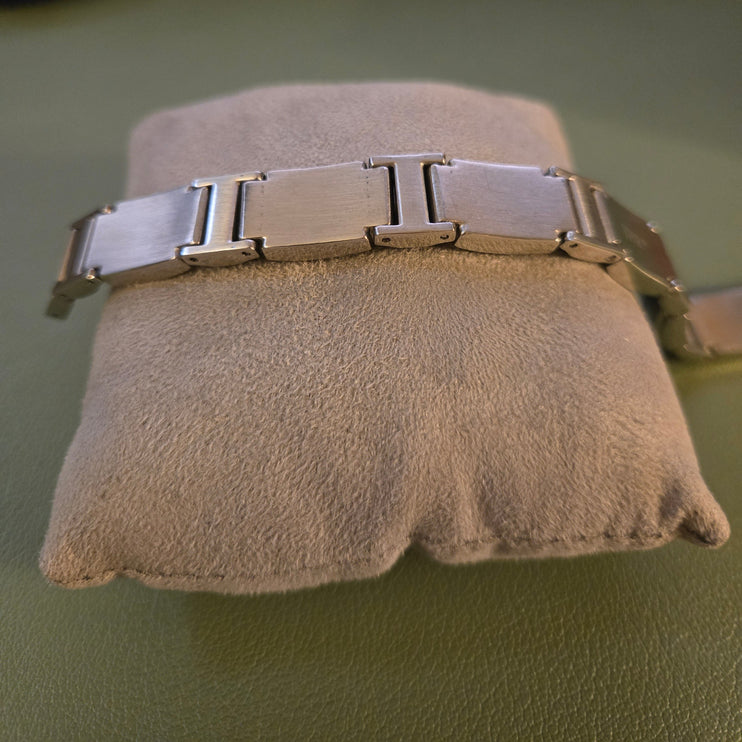 1/2ctw Black Diamond Fine Line Men's Stainless Steel Link Bracelet (Light Use)