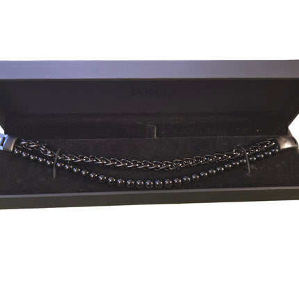 Men's Two-Layer Chain Bracelet Black Ion-Plated Stainlesss Steel (New)