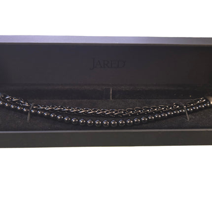 Men's Two-Layer Chain Bracelet Black Ion-Plated Stainlesss Steel (New)