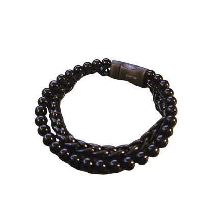 Men's Two-Layer Chain Bracelet Black Ion-Plated Stainlesss Steel (New)