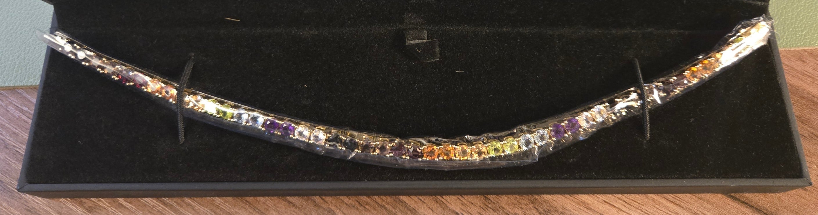 1933 by Esquire Men's Natural Multi-Gemstone Tennis Bracelet 14K Yellow Gold-Plated Sterling Silver 8.5"