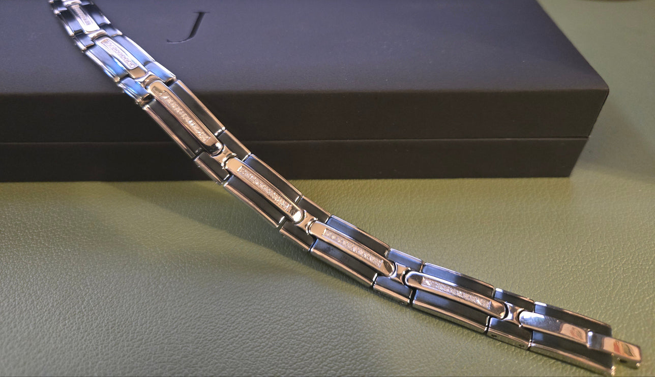 Men's Diamond Link Bracelet in Stainless St (New)