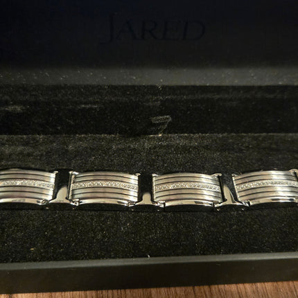 Men's Diamond Bracelet 1/10 ct tw Round Stainless Steel 8.5"