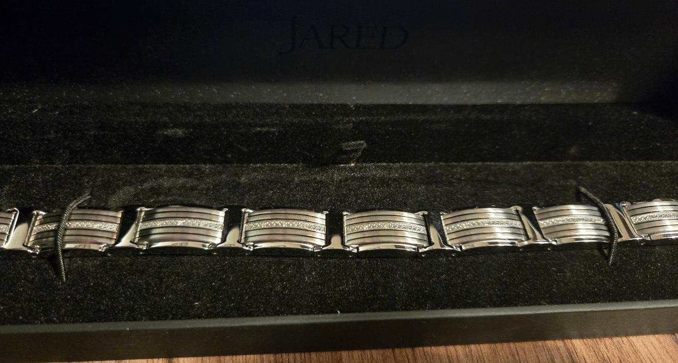 Men's Diamond Bracelet 1/10 ct tw Round Stainless Steel 8.5"