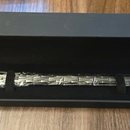 Men's 3/8 ct. t.w. Diamond Brick Pattern Multi-Row Link Bracelet in Stainless St (New)