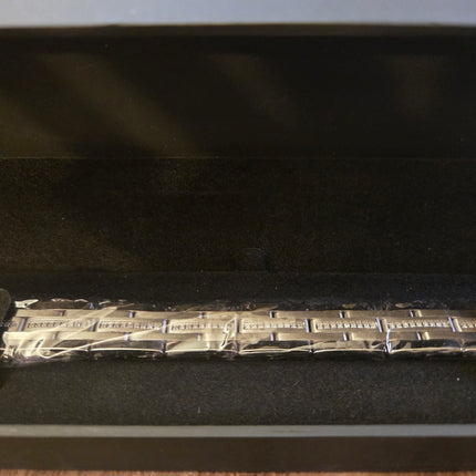 Men's 3/8 ct. t.w. Diamond Brick Pattern Multi-Row Link Bracelet in Stainless St (New)