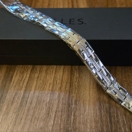 Men's 3/8 ct. t.w. Diamond Brick Pattern Multi-Row Link Bracelet in Stainless St (New)