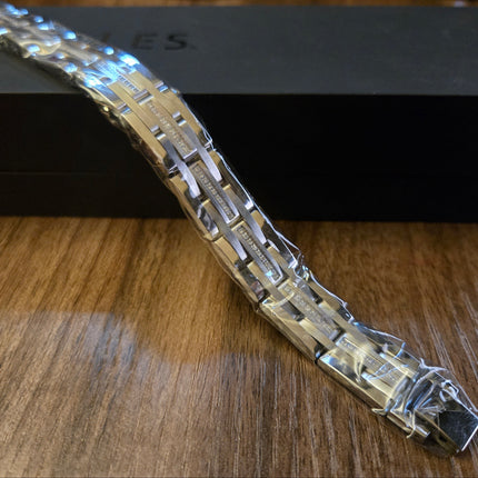 Men's 3/8 ct. t.w. Diamond Brick Pattern Multi-Row Link Bracelet in Stainless St (New)
