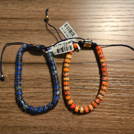 Esquire Men's Bead Blue Cord Bolo Bracelet in Gold-Tone Ion-Plated Stainless Steel