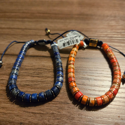 Esquire Men's Bead Blue Cord Bolo Bracelet in Gold-Tone Ion-Plated Stainless Steel