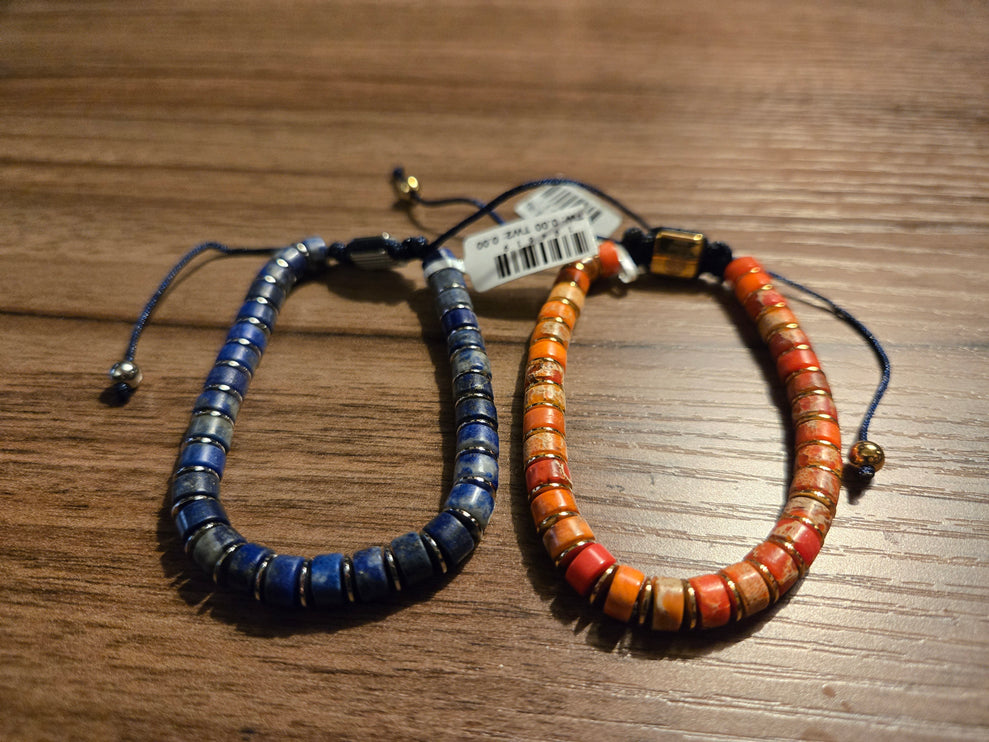 Esquire Men's Bead Blue Cord Bolo Bracelet in Gold-Tone Ion-Plated Stainless Steel