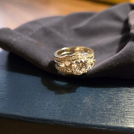 Diamonique Bridal Ring Set Sterling Silver Size 6