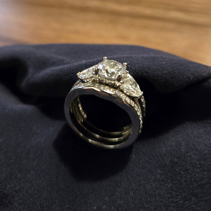 Diamonique Bridal Ring Set Sterling Silver Size 6