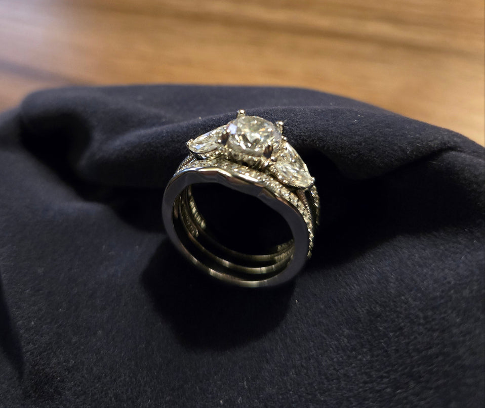 Diamonique Bridal Ring Set Sterling Silver Size 6