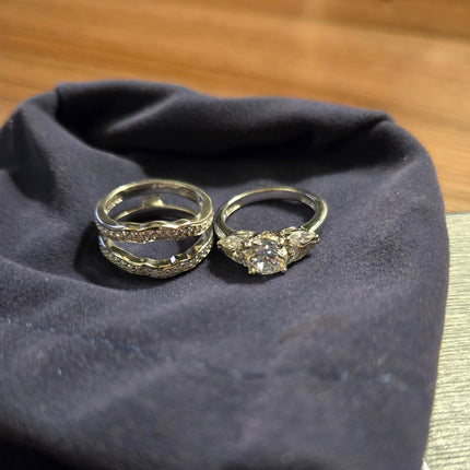 Diamonique Bridal Ring Set Sterling Silver Size 6