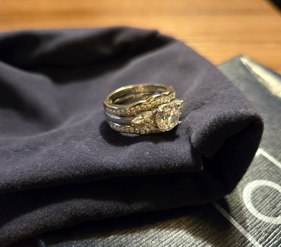 Diamonique Bridal Ring Set Sterling Silver Size 6