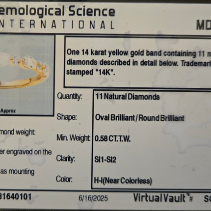 Neil Lane Artistry Size 4 Marquise & Round-Cut Lab-Grown Diamond Anniversary Band 3/4 ct tw 14K Yellow Gold