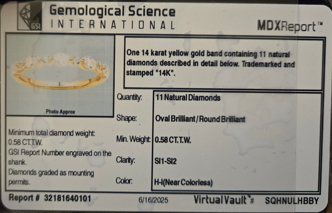 Neil Lane Artistry Size 4 Marquise & Round-Cut Lab-Grown Diamond Anniversary Band 3/4 ct tw 14K Yellow Gold