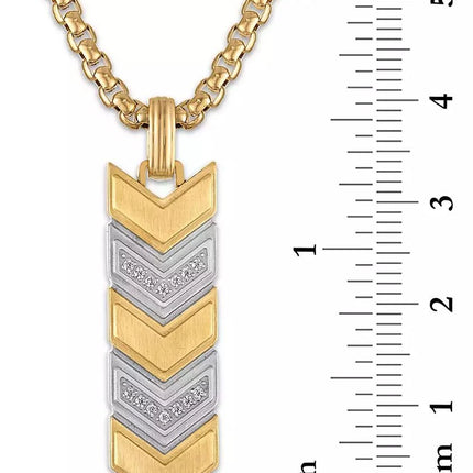 Esquire Men's Jewelry Diamond Chevron Link Dog Tag Pendant (1/6 ct. t.w.) in Stainless Steel & Gold-Tone Plated Stainless Steel (Pendant Only)