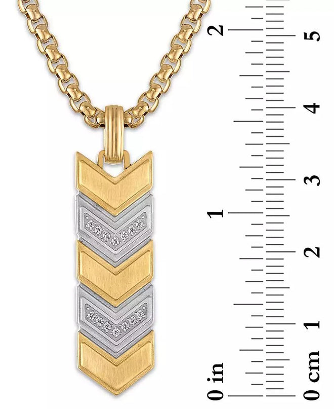 Esquire Men's Jewelry Diamond Chevron Link Dog Tag Pendant (1/6 ct. t.w.) in Stainless Steel & Gold-Tone Plated Stainless Steel (Pendant Only)