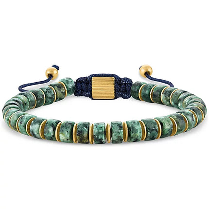 Esquire Men's Bead Blue Cord Bolo Bracelet in Gold-Tone Ion-Plated Stainless Steel