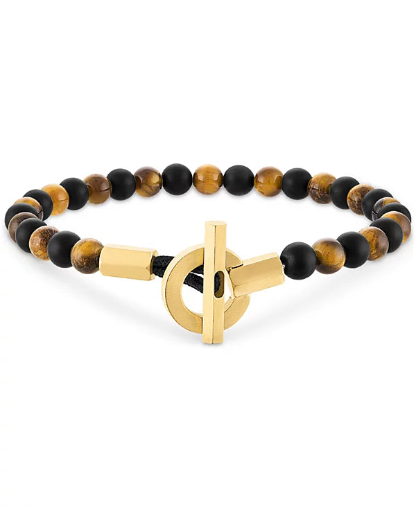 Esquire Men's Bead Toggle Bracelet in Gold-Tone Ion-Plated Stainless Steel