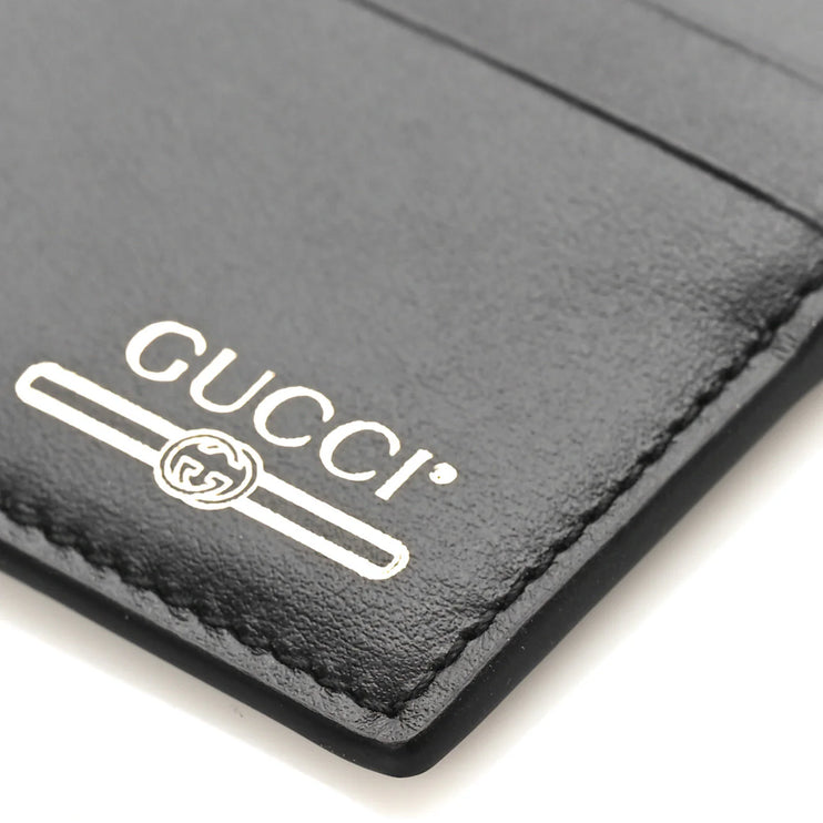 Gucci Plutone Calfskin Logo Card Holder Black
