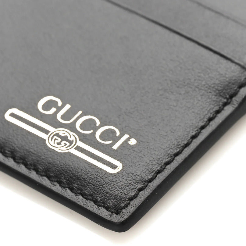 Gucci Plutone Calfskin Logo Card Holder Black