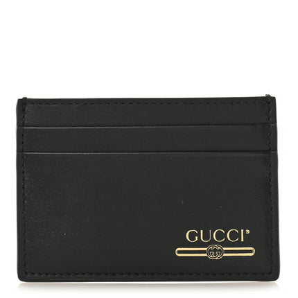 Gucci Plutone Calfskin Logo Card Holder Black
