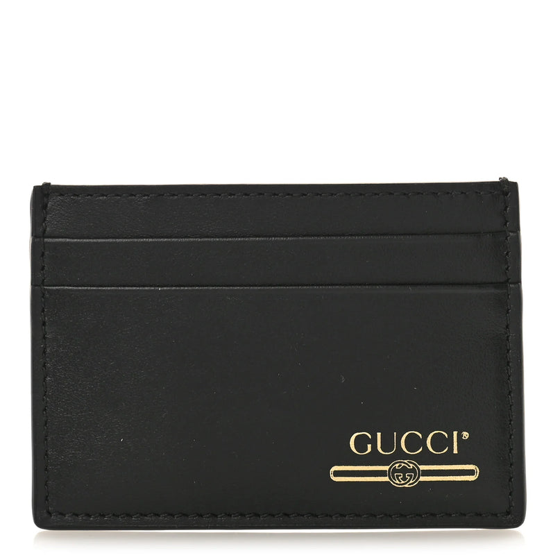 Gucci Plutone Calfskin Logo Card Holder Black