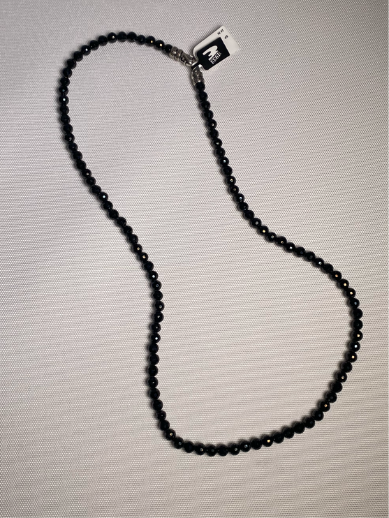 1933 by Esquire Men's Natural Black Spinel Necklace Sterling Silver 24"