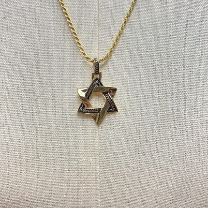 1933 by Esquire Men's Star of David Pendant Necklace 14K Yellow Gold-Plated Sterling Silver 22"