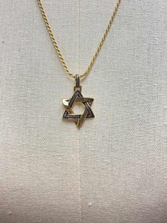 1933 by Esquire Men's Star of David Pendant Necklace 14K Yellow Gold-Plated Sterling Silver 22"