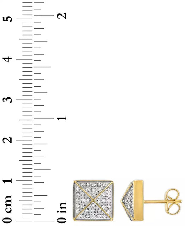 Esquire Men's Jewelry Diamond Pyramid Stud Earrings (1/3 ct. t.w.) in Gold-Tone Ion-Plated Stainless Steel