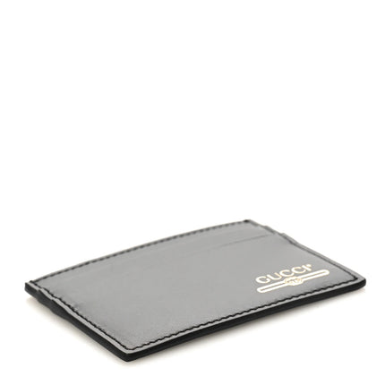 Gucci Plutone Calfskin Logo Card Holder Black