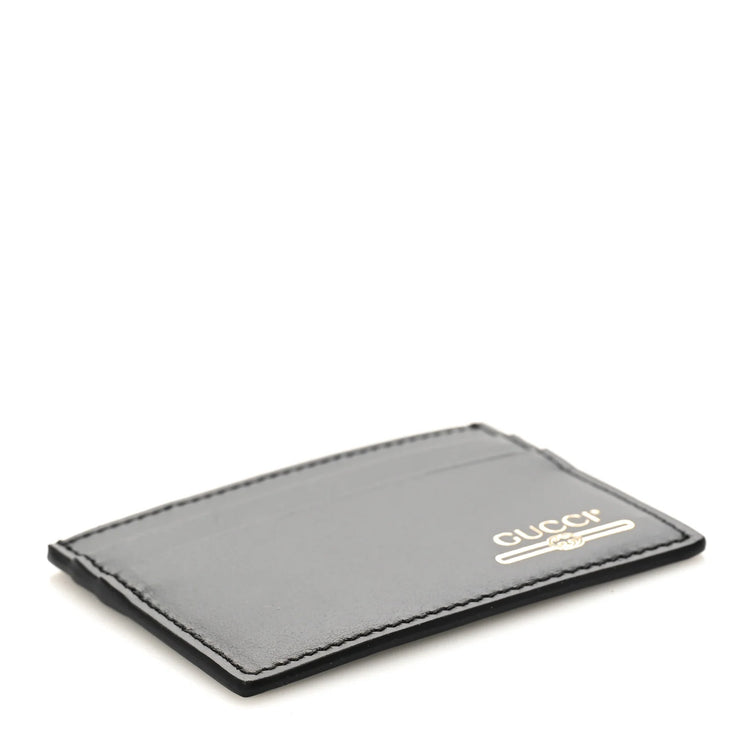 Gucci Plutone Calfskin Logo Card Holder Black