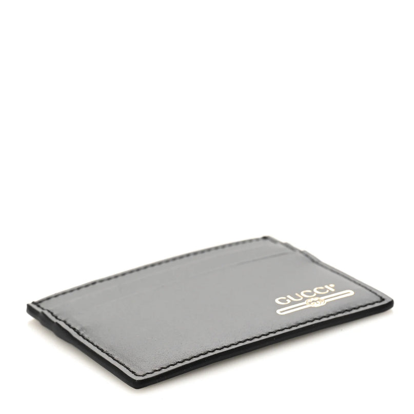 Gucci Plutone Calfskin Logo Card Holder Black
