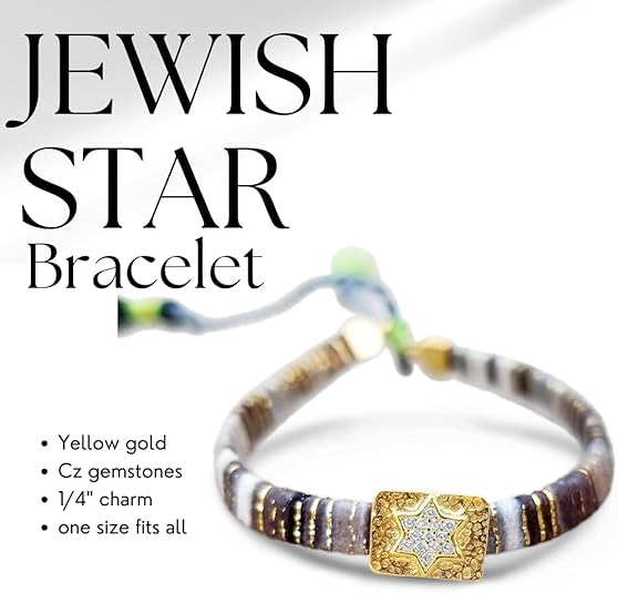 Alef Bet by Paula Macrame Friendship Bracelet in Shades of Blue with Gold-plated Jewish Star of David Charm