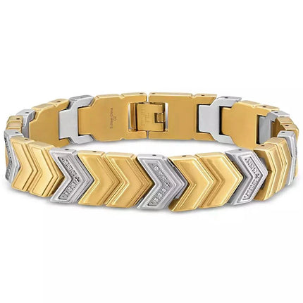 Esquire Men's Jewelry Diamond Chevron Link Bracelet (1/4 ct. t.w.) in Stainless Steel & Gold-Tone Ion-Plate
