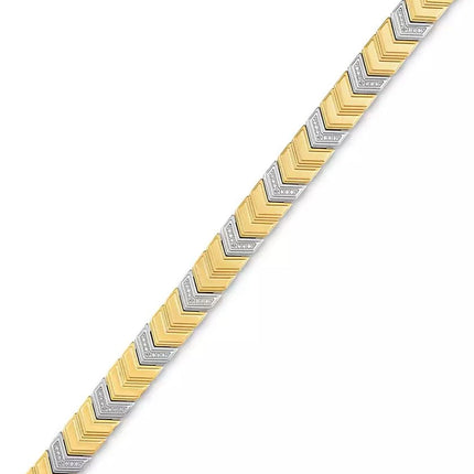 Esquire Men's Jewelry Diamond Chevron Link Bracelet (1/4 ct. t.w.) in Stainless Steel & Gold-Tone Ion-Plate