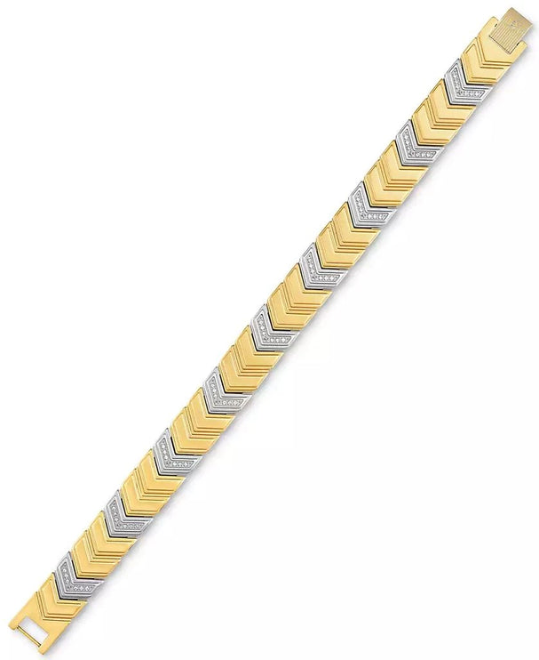 Esquire Men's Jewelry Diamond Chevron Link Bracelet (1/4 ct. t.w.) in Stainless Steel & Gold-Tone Ion-Plate