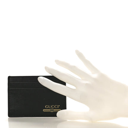 Gucci Plutone Calfskin Logo Card Holder Black