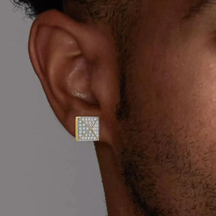 Esquire Men's Jewelry Diamond Pyramid Stud Earrings (1/3 ct. t.w.) in Gold-Tone Ion-Plated Stainless Steel